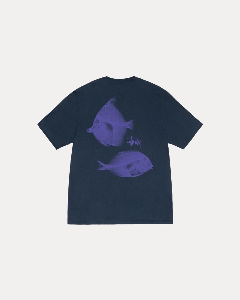 Stüssy X-Ray Fishin Tee | Stussy T-shirts  Heren Donkerblauw ZU27-7897U3